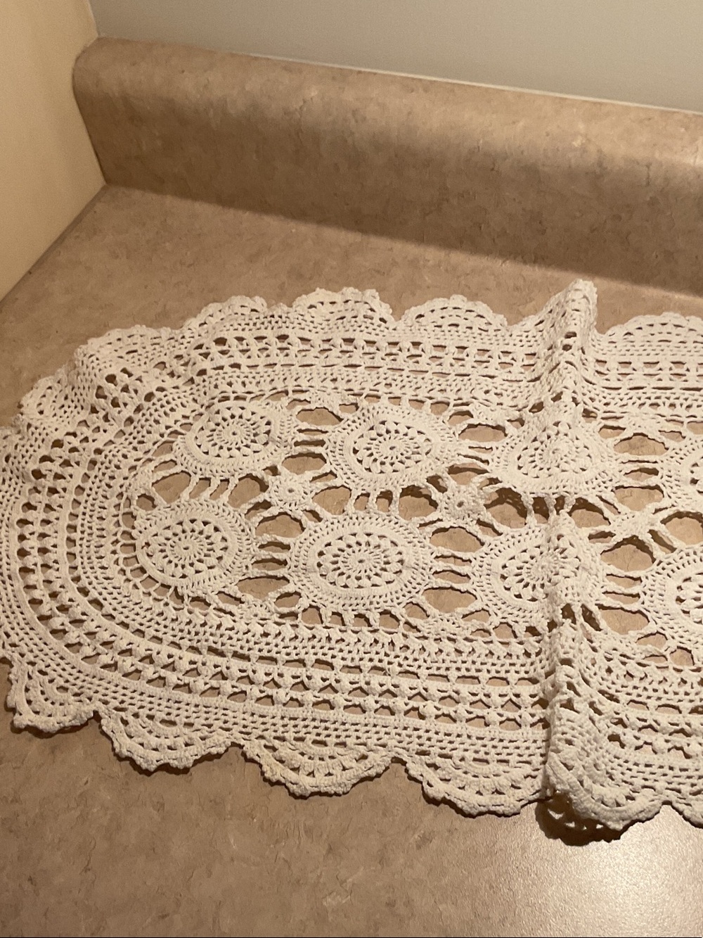 Handmade White Crochet Oval Doily - Home Accents
